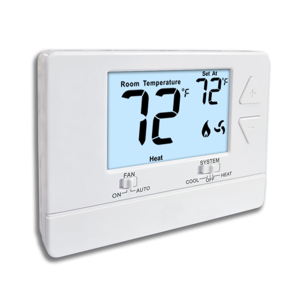 Miuputake thermostat on wall with backlight for easy room temperature checks.