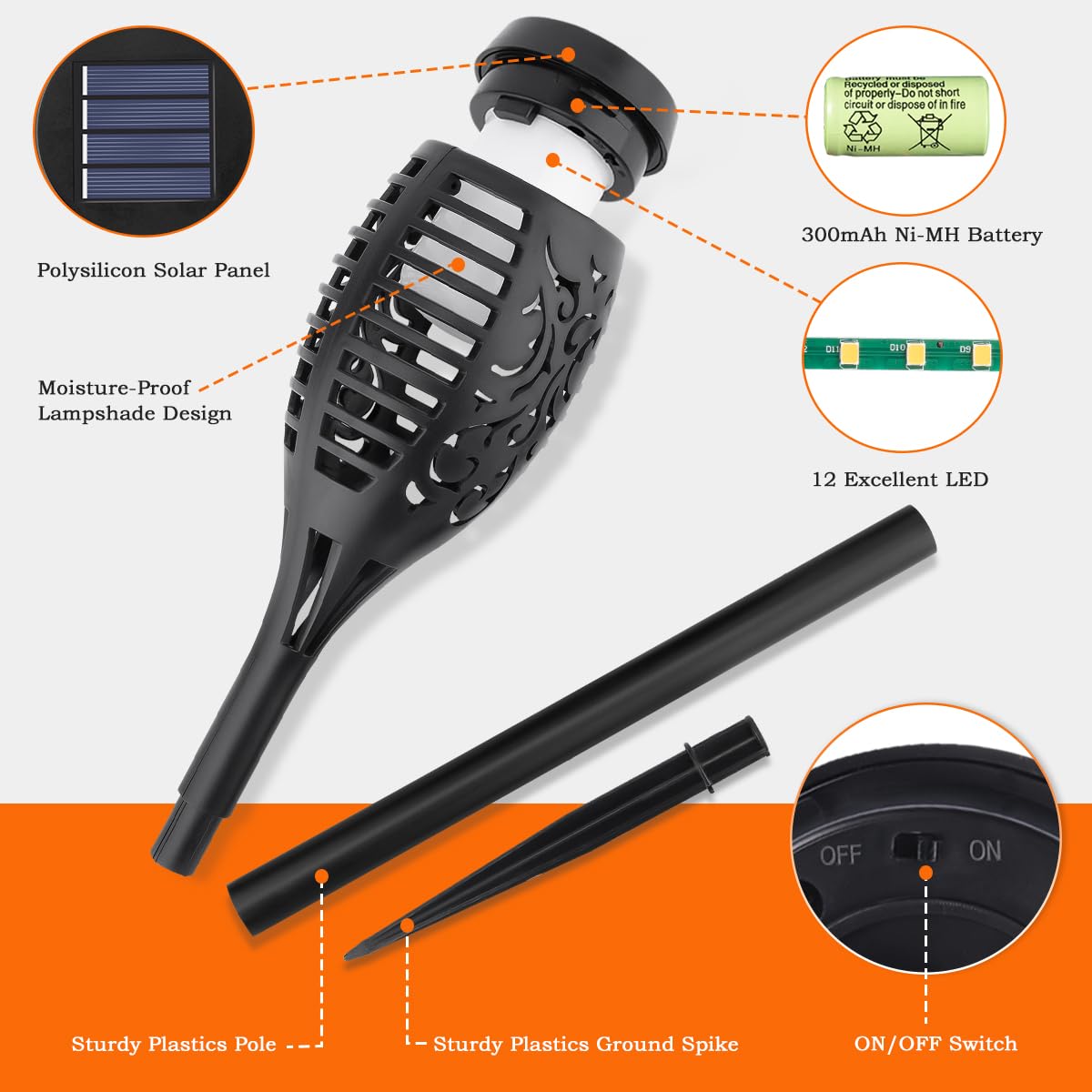 MIUSIKIT outdoor solar lights include a complete kit for easy setup.