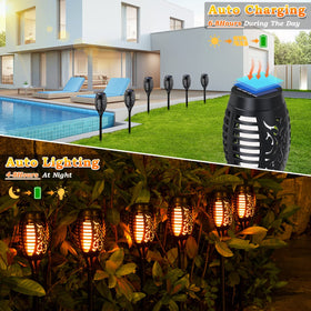 MIUSIKIT patio yard solar torch stake installs easily on lawn or porch.