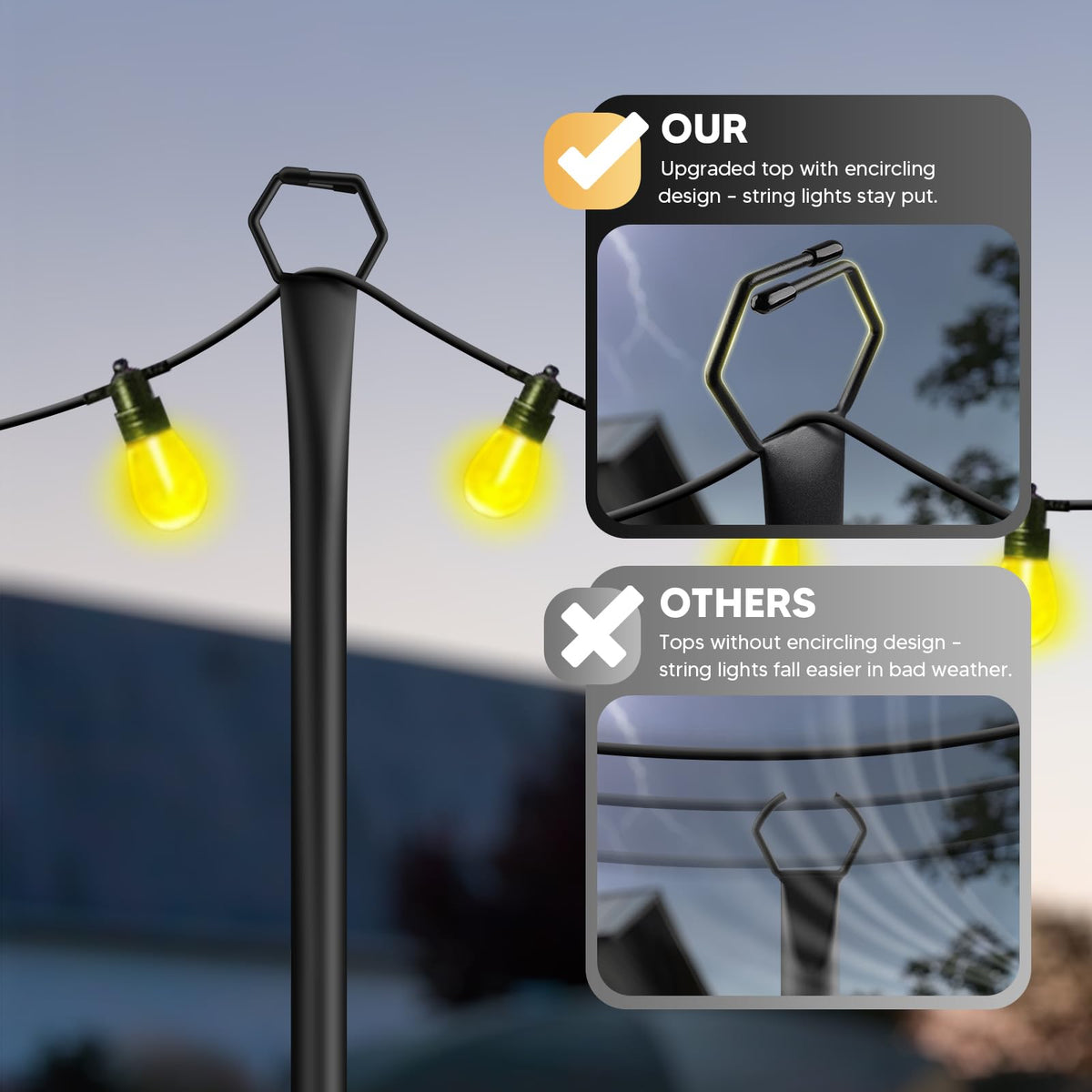 MIUVIBENI all weather metal poles resist rain and wind for year round use