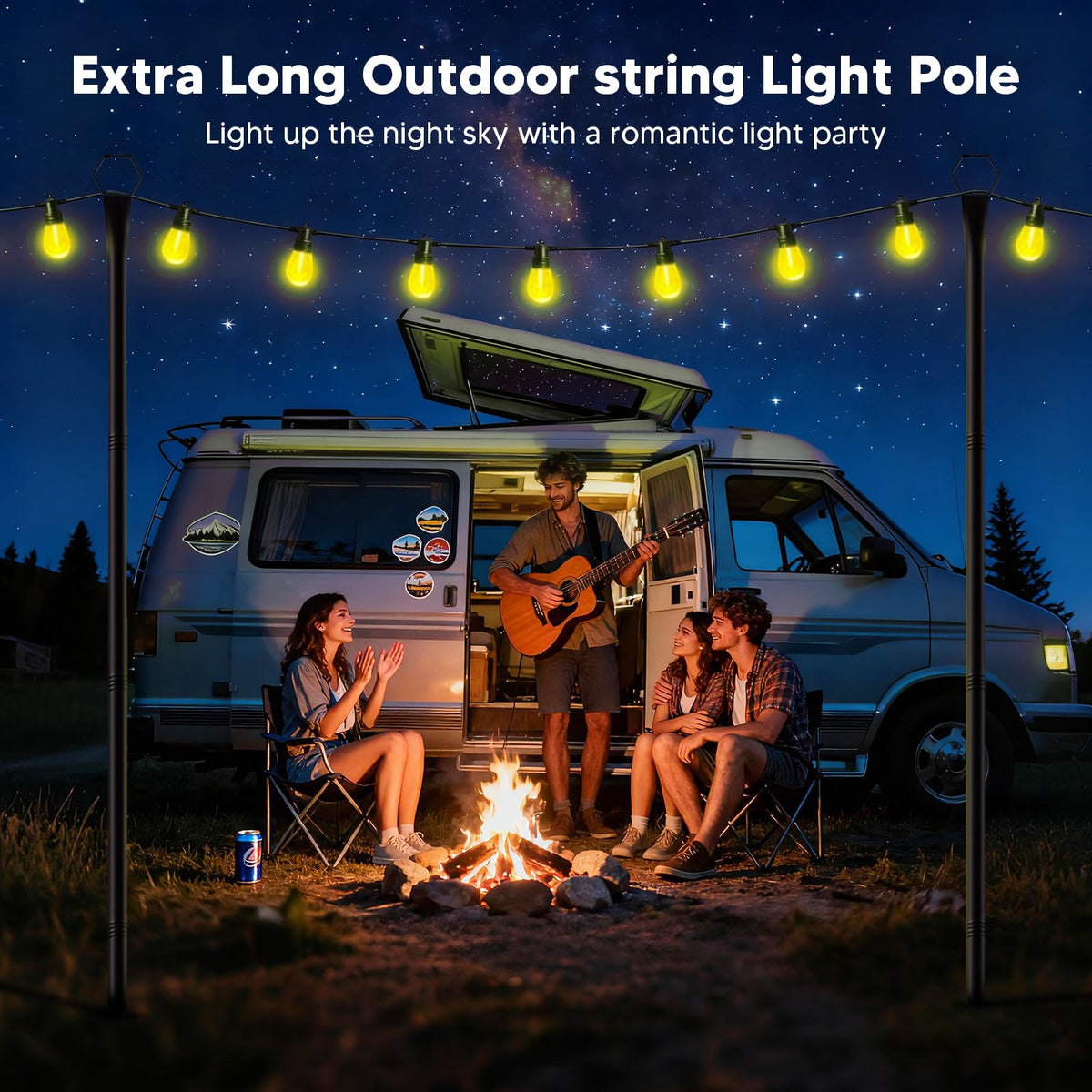 MIUVIBENI 10ft outdoor poles installed on patio for seamless lighting