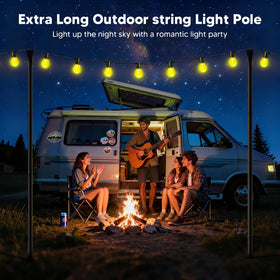 MIUVIBENI 10ft outdoor poles installed on patio for seamless lighting
