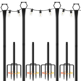 MIUVIBENI string light poles with encircling top design securing outdoor lights