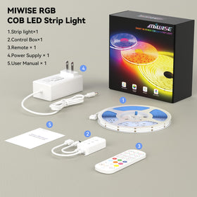 MIWISE RGB COB LED strip light helps set dynamic dining area ambiance.