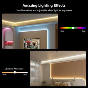 MIWISE RGB COB LED strip light voice-control setup supports Alexa and Google.