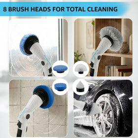 Eight heads kit covers grout, tiles, tubs, and floors for versatility.