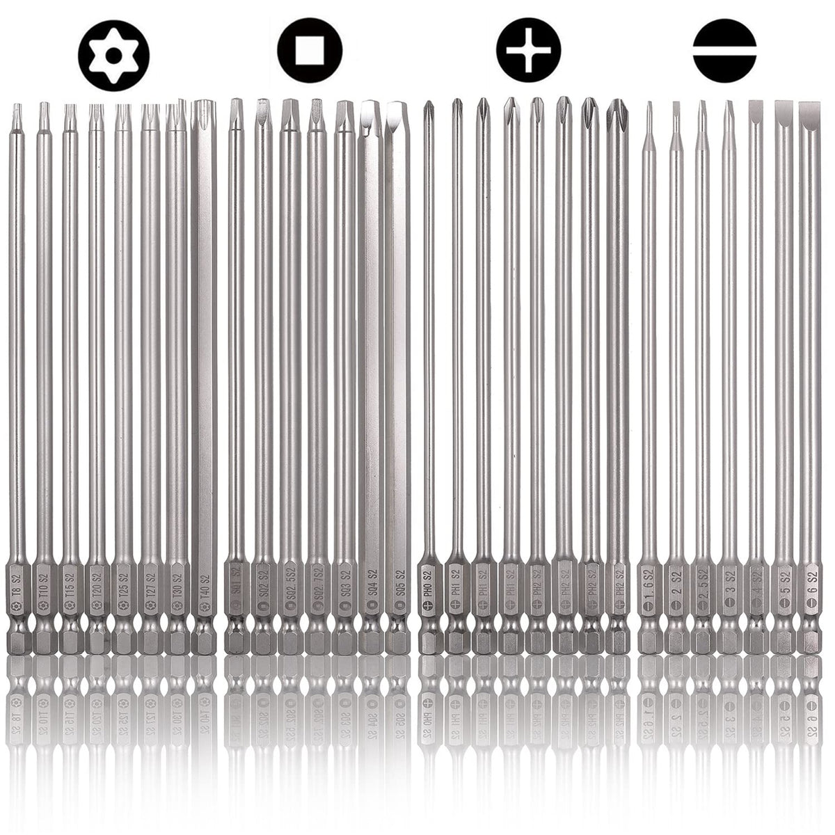 Mixiflor 30pc long screwdriver bits set — full kit for versatile DIY projects.