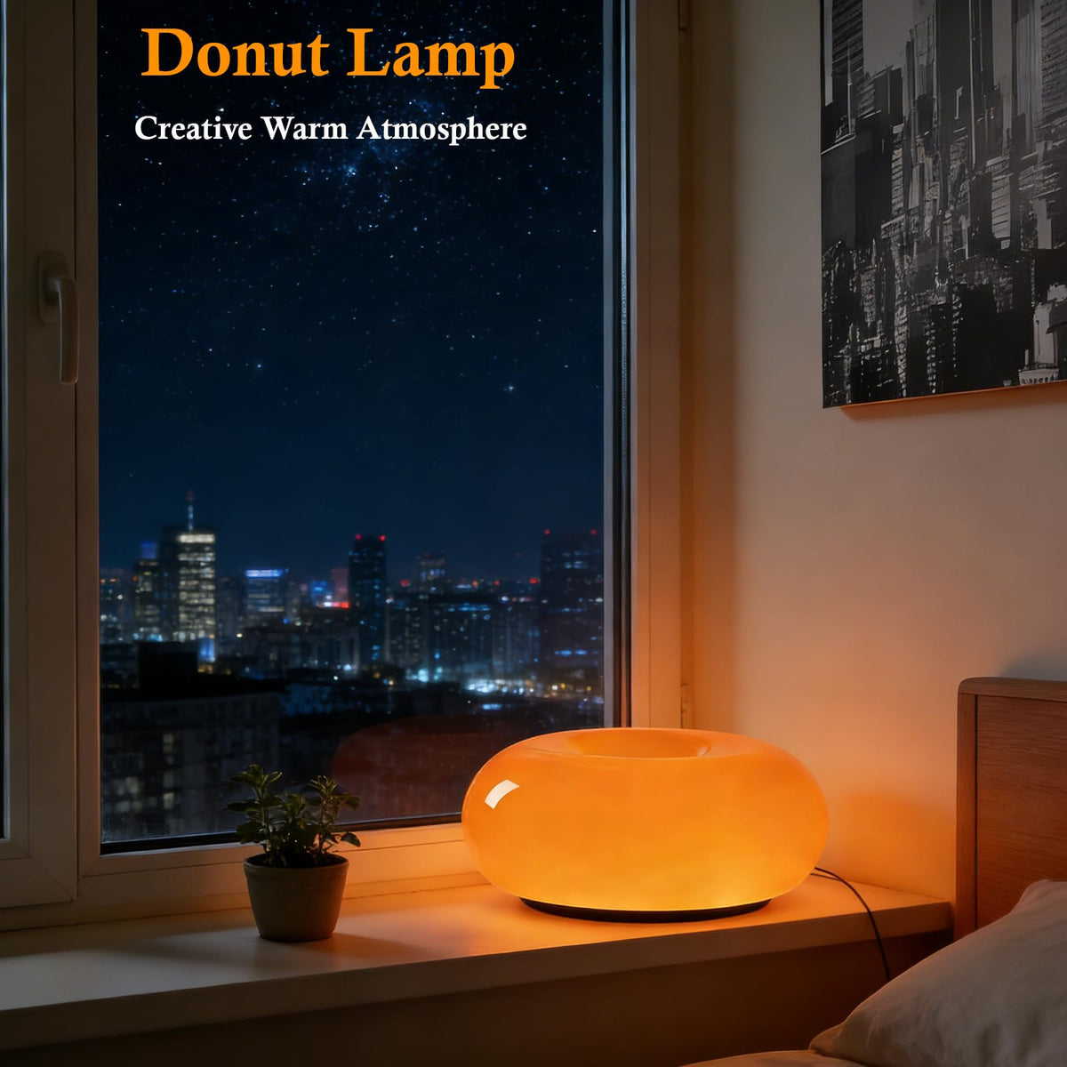MIXL Orange Donut Lamp shows dimmable brightness for customizable mood