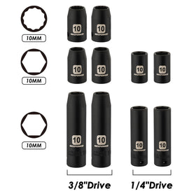 MIXPOWER 1/4-inch drive 10mm deep socket for extended reach and access