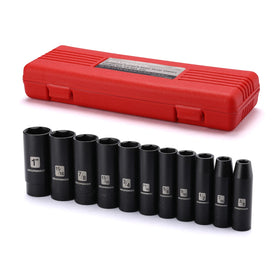 MIXPOWER 11-piece deep socket set with 1/2 inch drive from 3/8 to 1 inch for high torque tasks