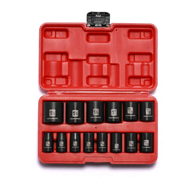 MIXPOWER 14-piece 1/2-inch drive shallow sockets for versatile fastener tasks.