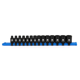 MIXPOWER 14-piece 1/4-inch shallow socket set with rails for fast, secure fastening.