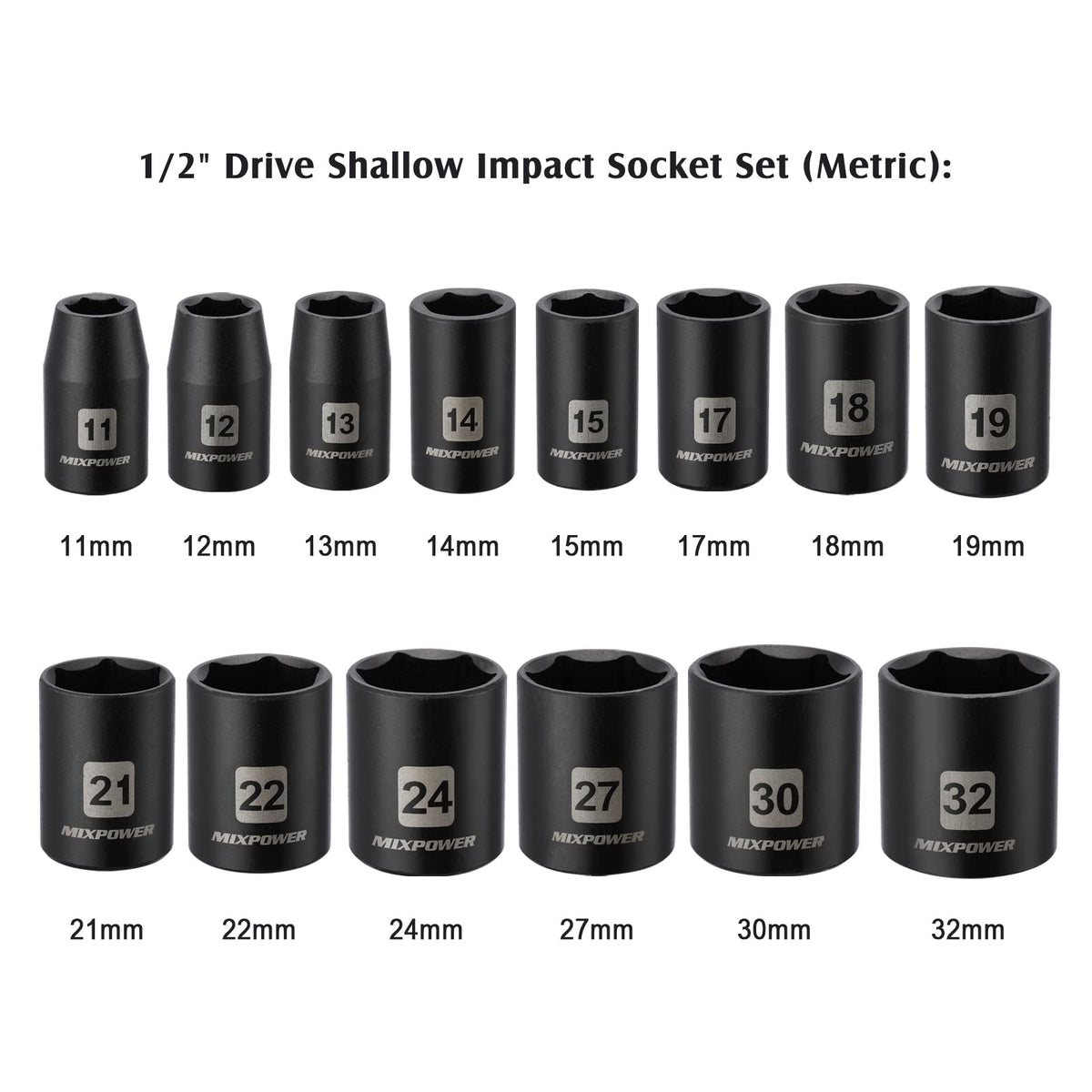 MIXPOWER 17mm shallow socket offers strong torque for engine work