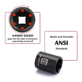 MIXPOWER 22mm shallow socket suited for larger fasteners and control