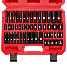 MIXPOWER 50-piece 1/4 inch drive impact socket set laid out for easy selection.