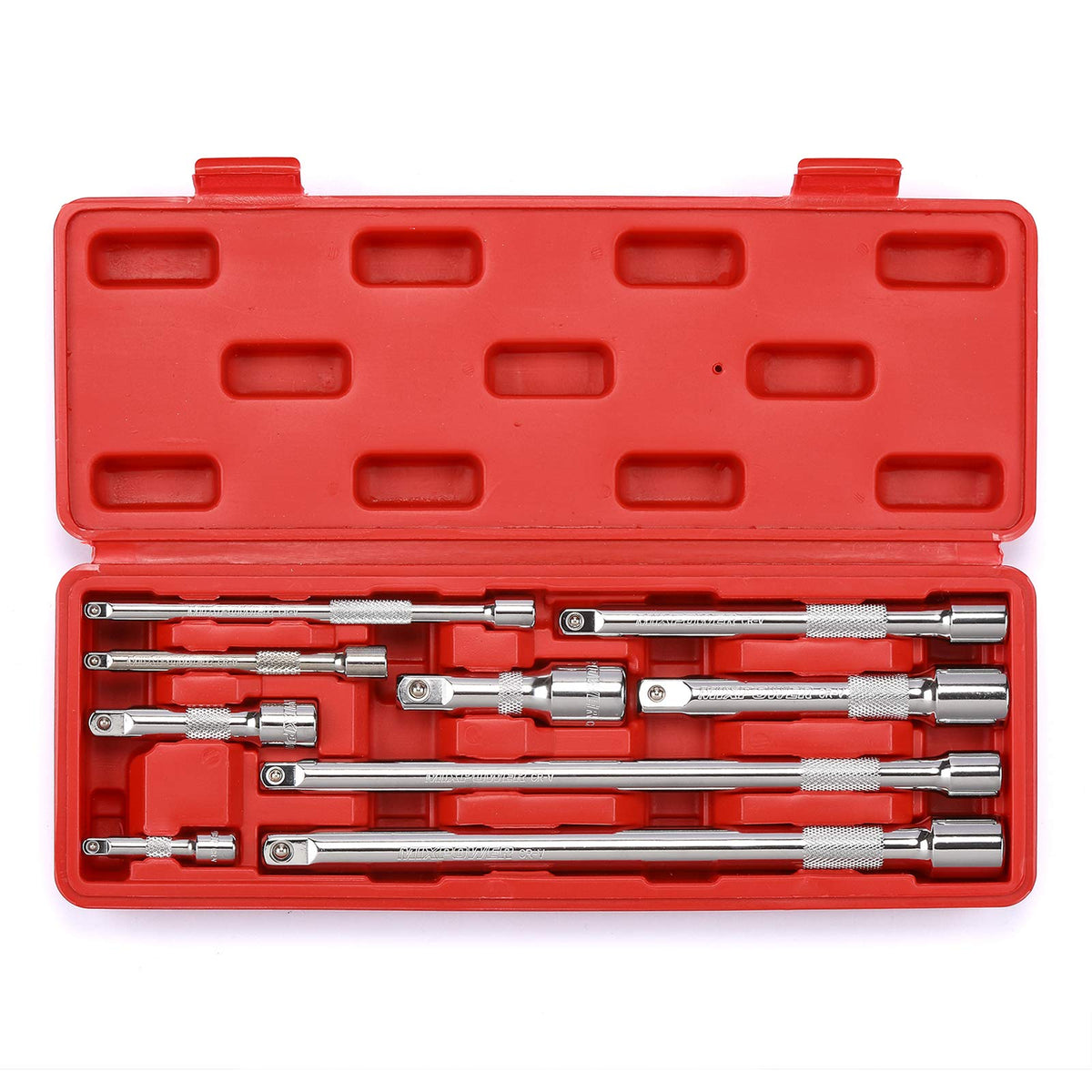 MIXPOWER 9-piece extension bar set with 2-inch reach for tight maintenance spaces.
