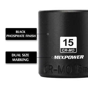 MIXPOWER CR-MO steel construction delivers durability for impact use.