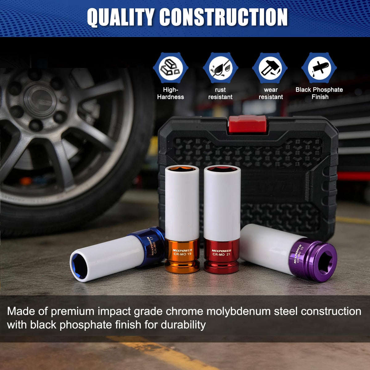 MixPOWER half-inch drive lug nut socket set provides precise fit and protection