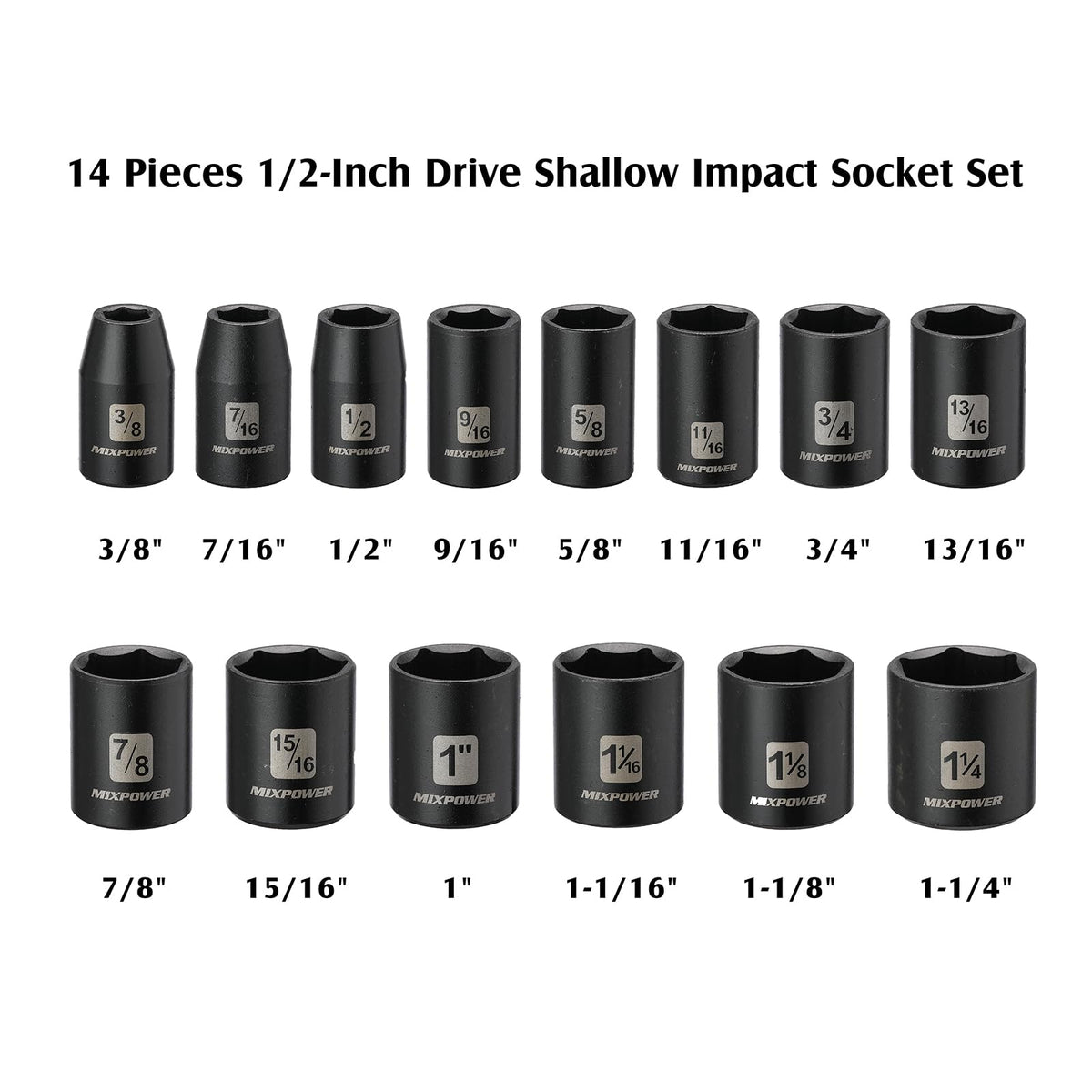 MIXPOWER laser-etched size markings stay legible for quick identification in dim light.