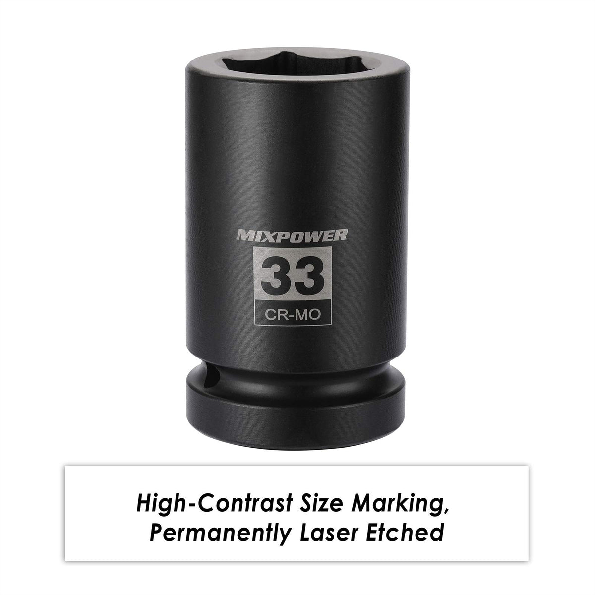 MixPower laser-marked size for quick identification in low light