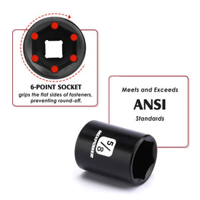 Mixpower radius-corner 6-point design reduces wear on fasteners.