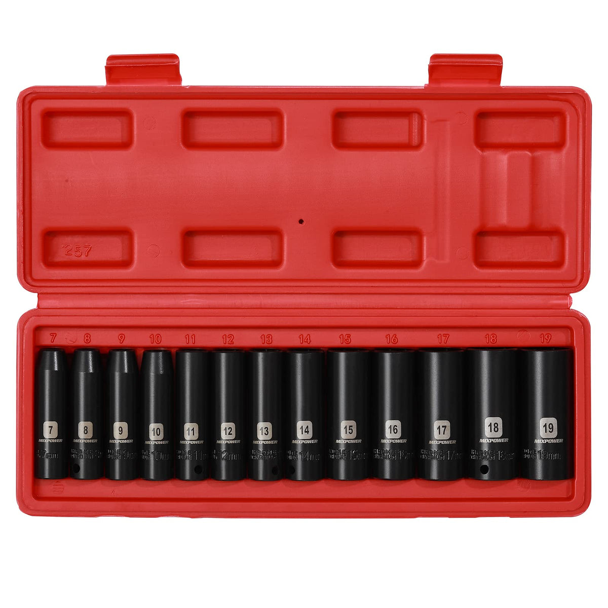 MIXPOWER radius-corner deep sockets maximize torque while protecting fasteners.