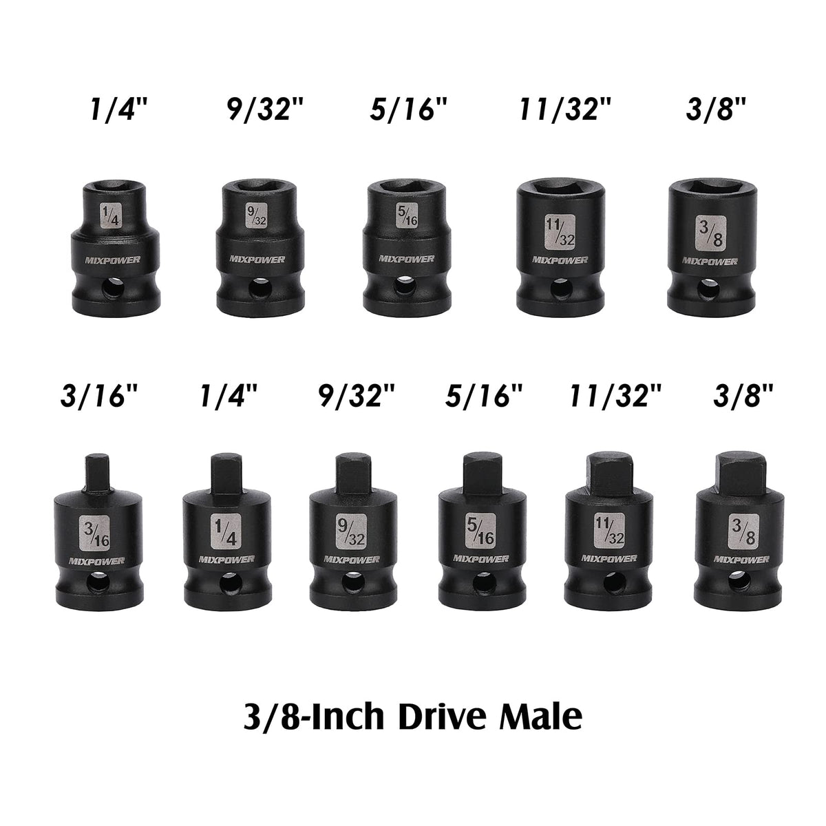 MIXPOWER tapered male square drive for quick socket alignment.