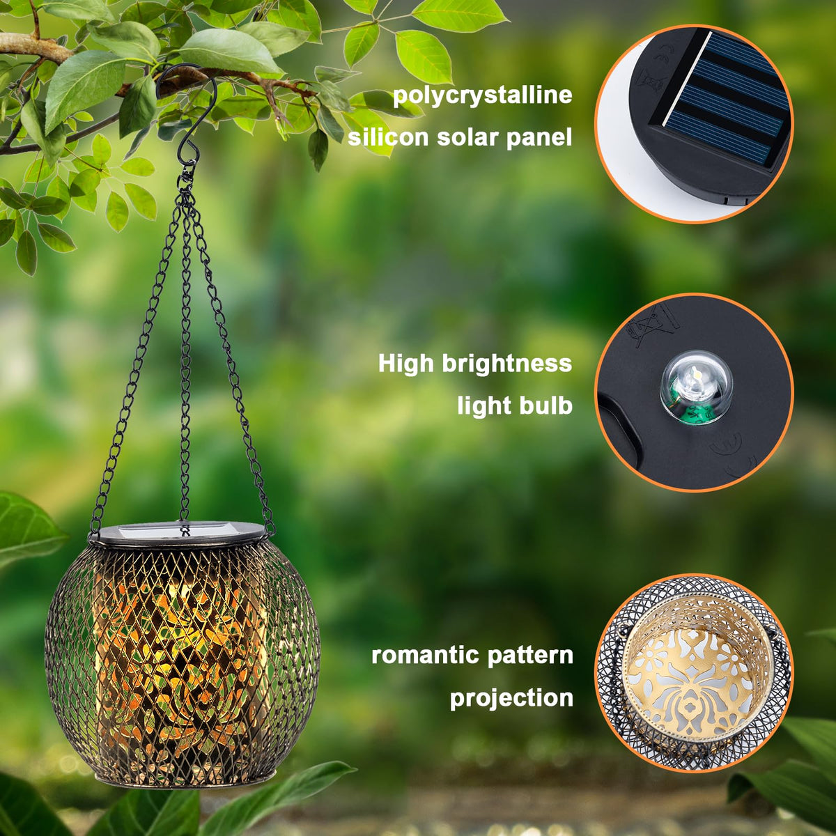 Mizmakp hanging lantern chain for tree or fence mounting.