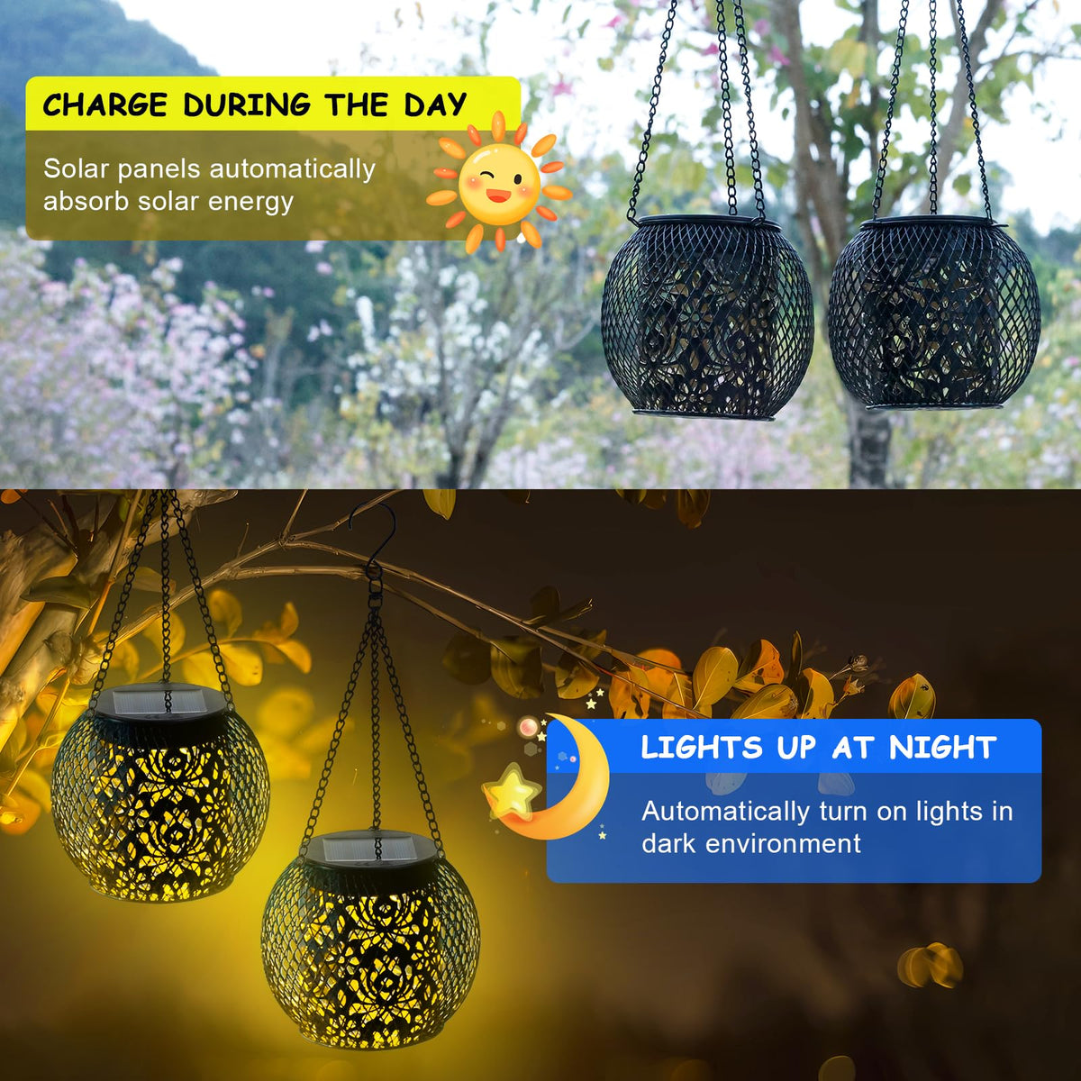 Mizmakp lotus pattern lanterns illuminate walkways with warm inviting light.