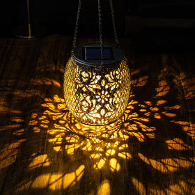 Mizmakp solar lanterns for patio with weatherproof metal design for year round use.