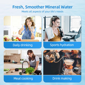 MIZUDO under-sink installation layout with RO system compatibility.