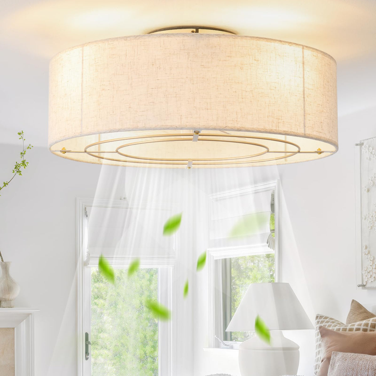 MizWacky boho ceiling fan light shade close-up, warm ambience for cozy evenings.