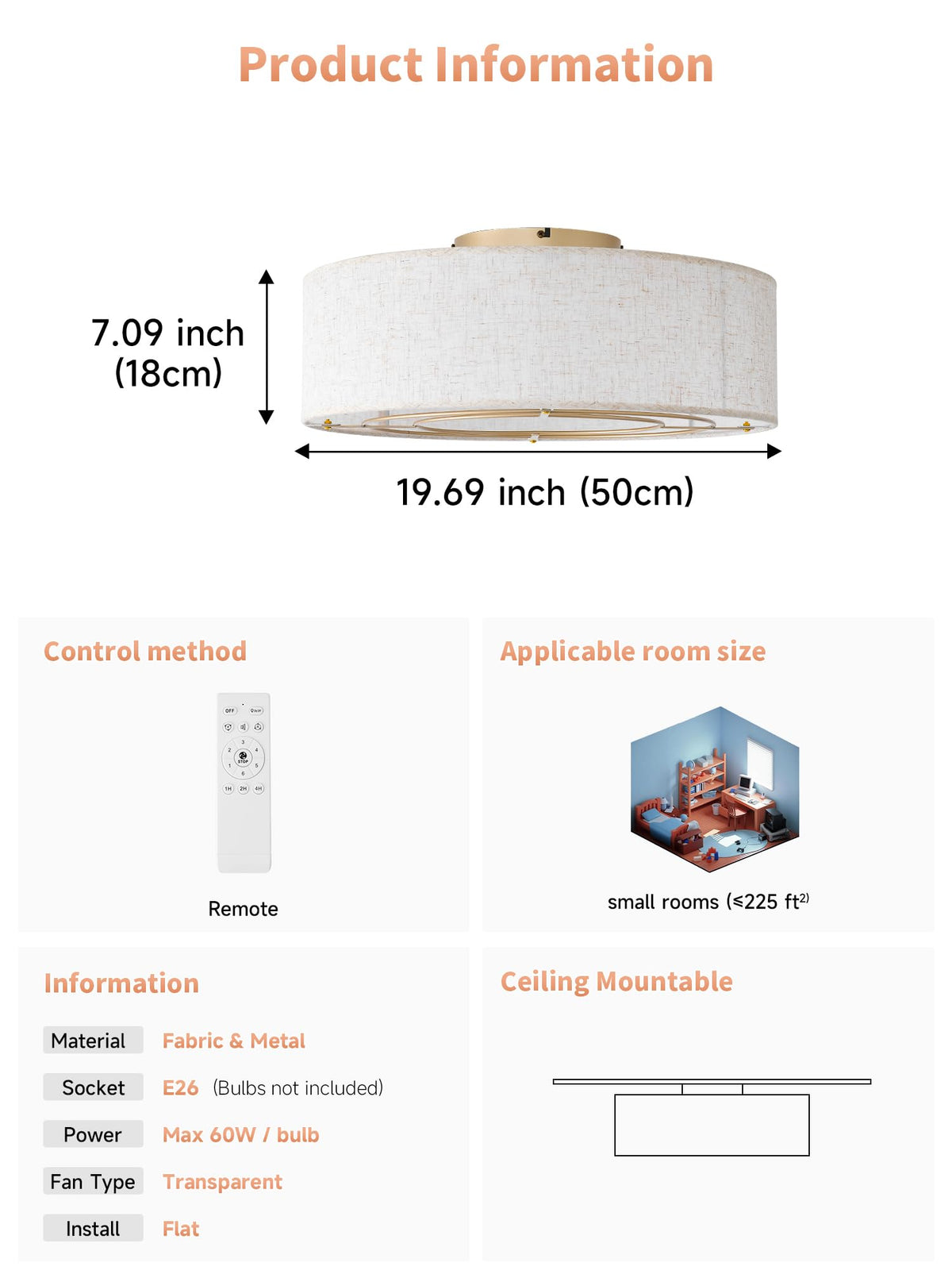 MizWacky boho ceiling fan reversible blades support seasonal comfort.