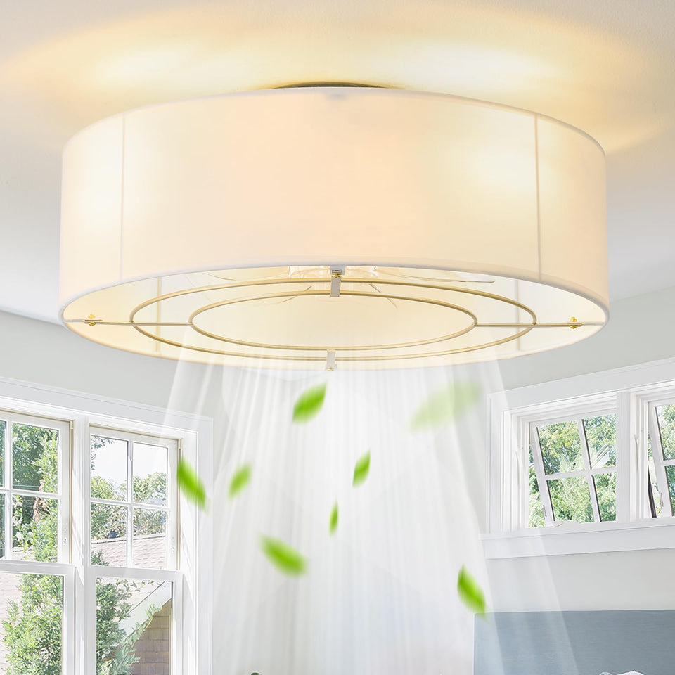 MizWacky low-profile ceiling fan with light for compact rooms and gentle airflow.