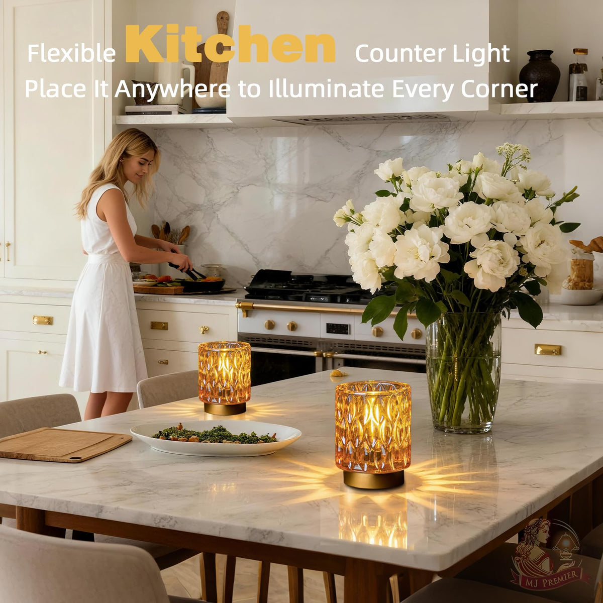 MJ Premier crystal lamp with mercury coating emits sparkling reflections in any room.