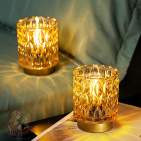 MJ Premier mini crystal lamp ambience on a coffee table creates sparkle.