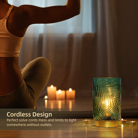 MJ PREMIER leaf-vein lamp decor on a shelf for ambience