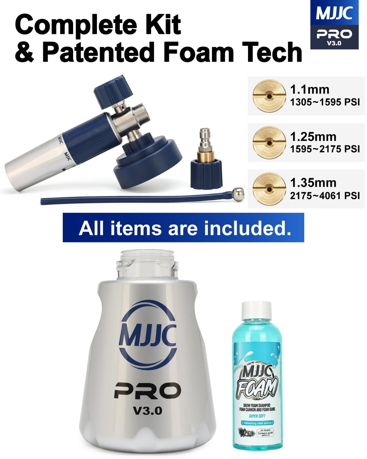 MJJC PRO V3.0 foam with MJJC FOAM boosts dense, clingy foam.
