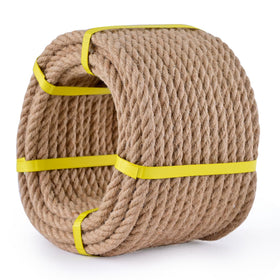 MKMJ jute rope for swing setup, strong natural fibers for outdoor use.