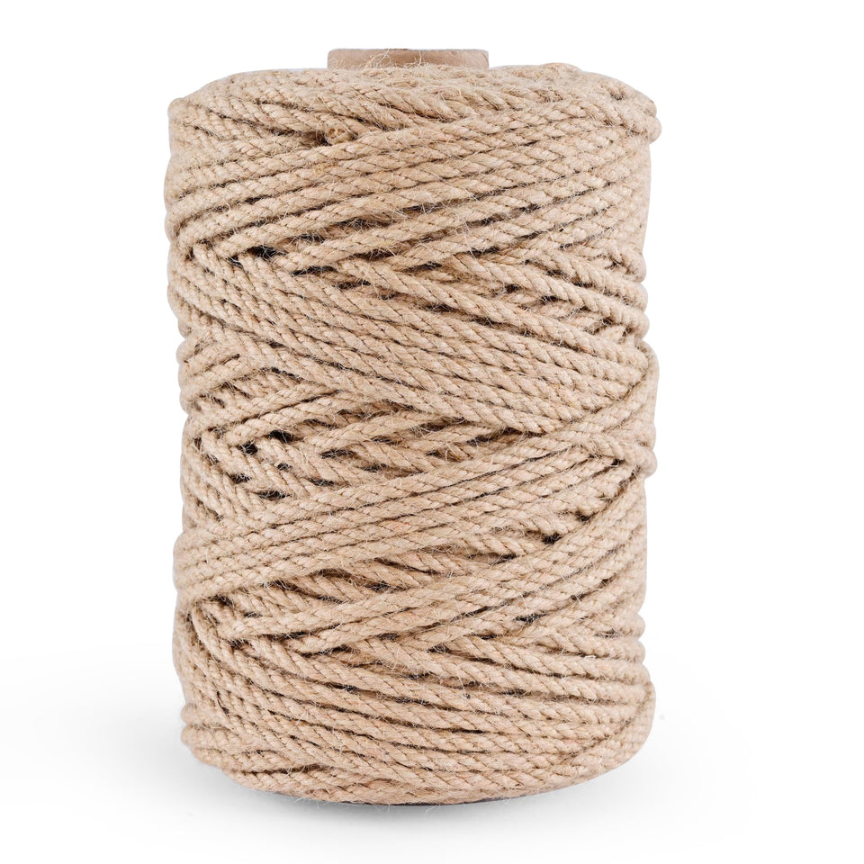 MKMJ natural jute twine 4mm roll shown on a tidy spool for easy handling.