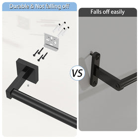 MKO bathroom organization with versatile towel bar and robe hanger.