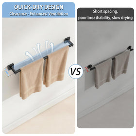 MKO towel bar in kitchen for dish towels and hand towels.