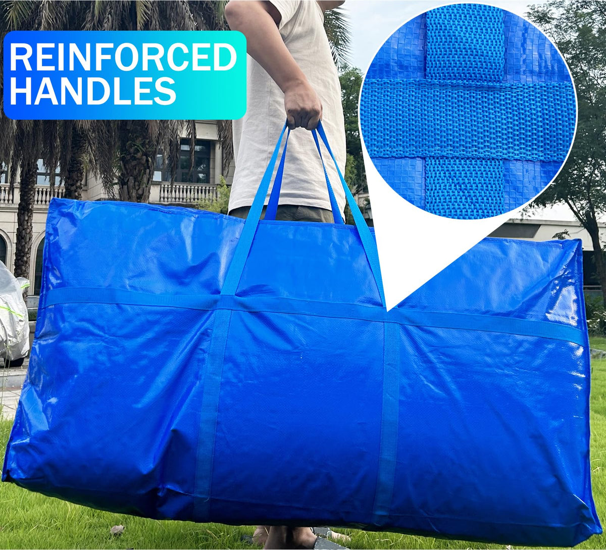 MKOKYD 66-gallon storage bag showing heavy-duty zipper design.