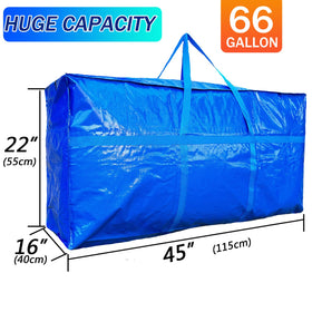 MKOKYD 66-gallon storage bag opened wide with zipper for easy packing.