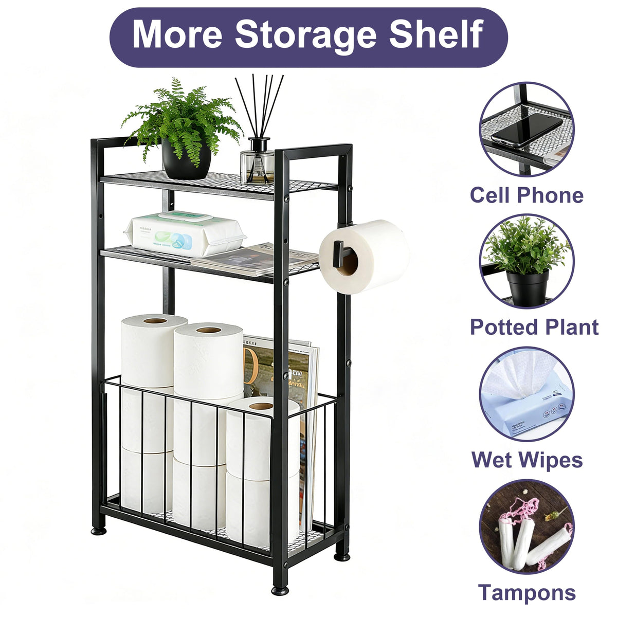 MKRBJ compact space-saving bathroom organizer fits narrow spaces.