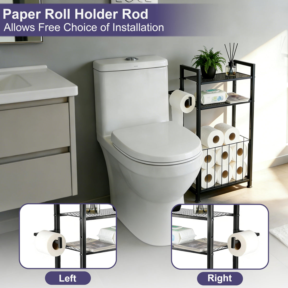 MKRBJ elegant black metal frame complements modern bathrooms.