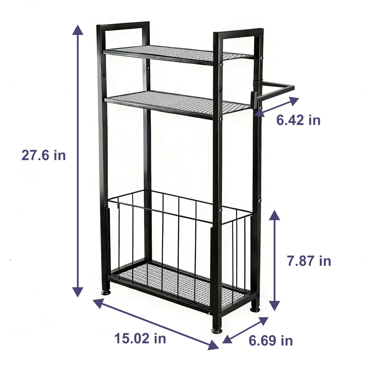 MKRBJ multi-functional bathroom shelf displays space for wet wipes or phone.