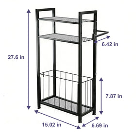 MKRBJ multi-functional bathroom shelf displays space for wet wipes or phone.