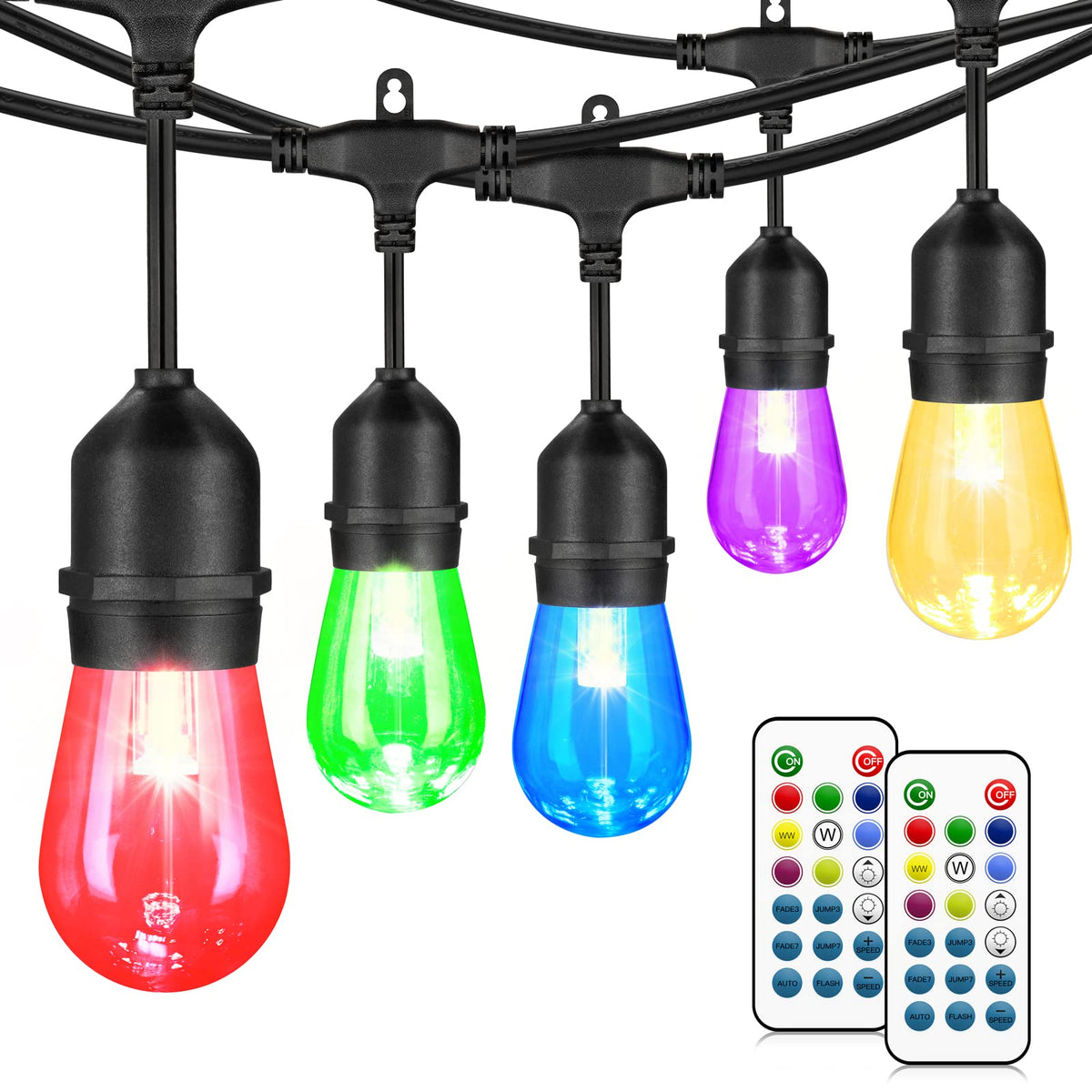Mlambert 48ft outdoor patio lights illuminating a cozy evening outdoors