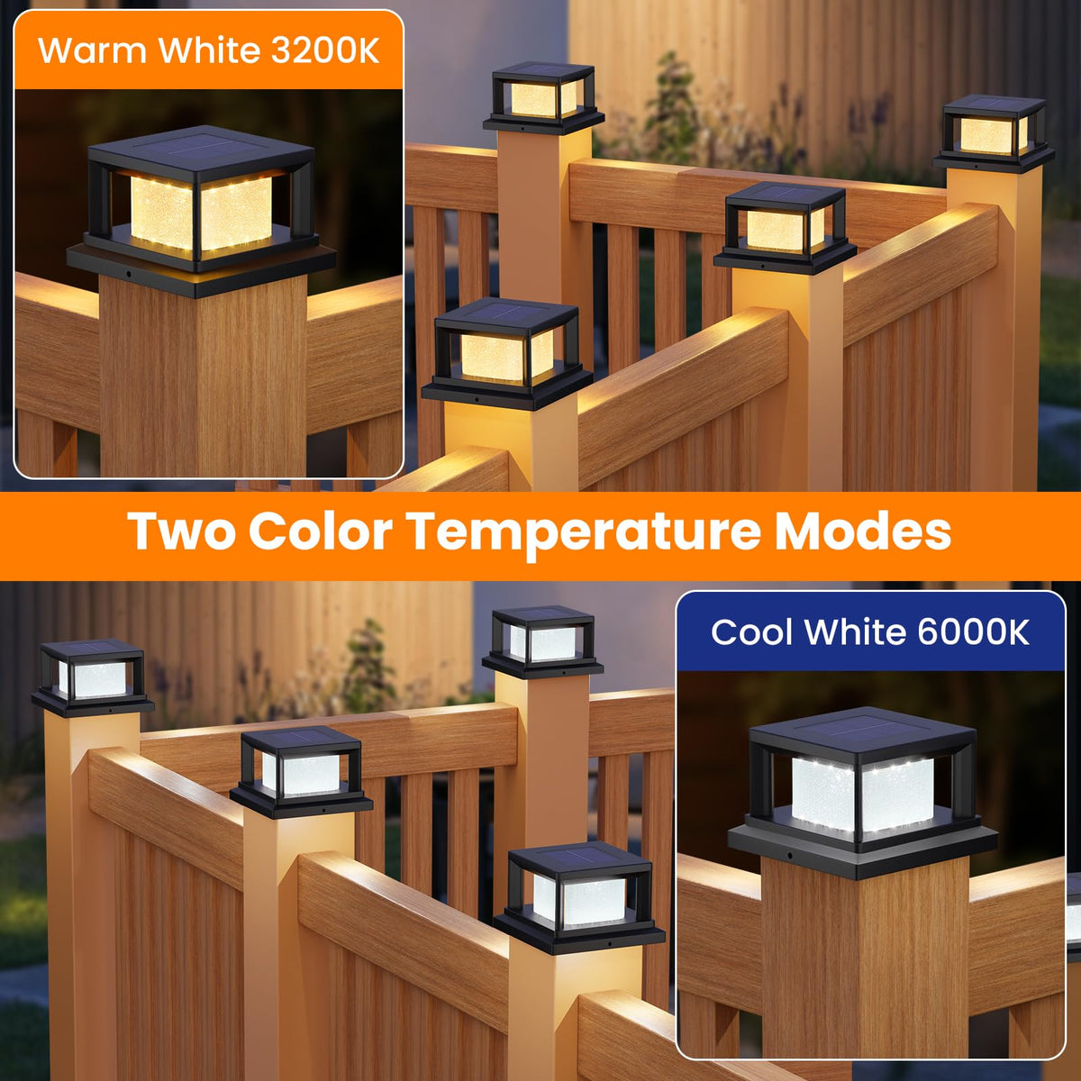 Mlambert post cap light with warm to cool switch for versatile ambience